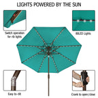 EliteShade 9ft Market Patio Umbrella With 80 LED Lights, Ruby
