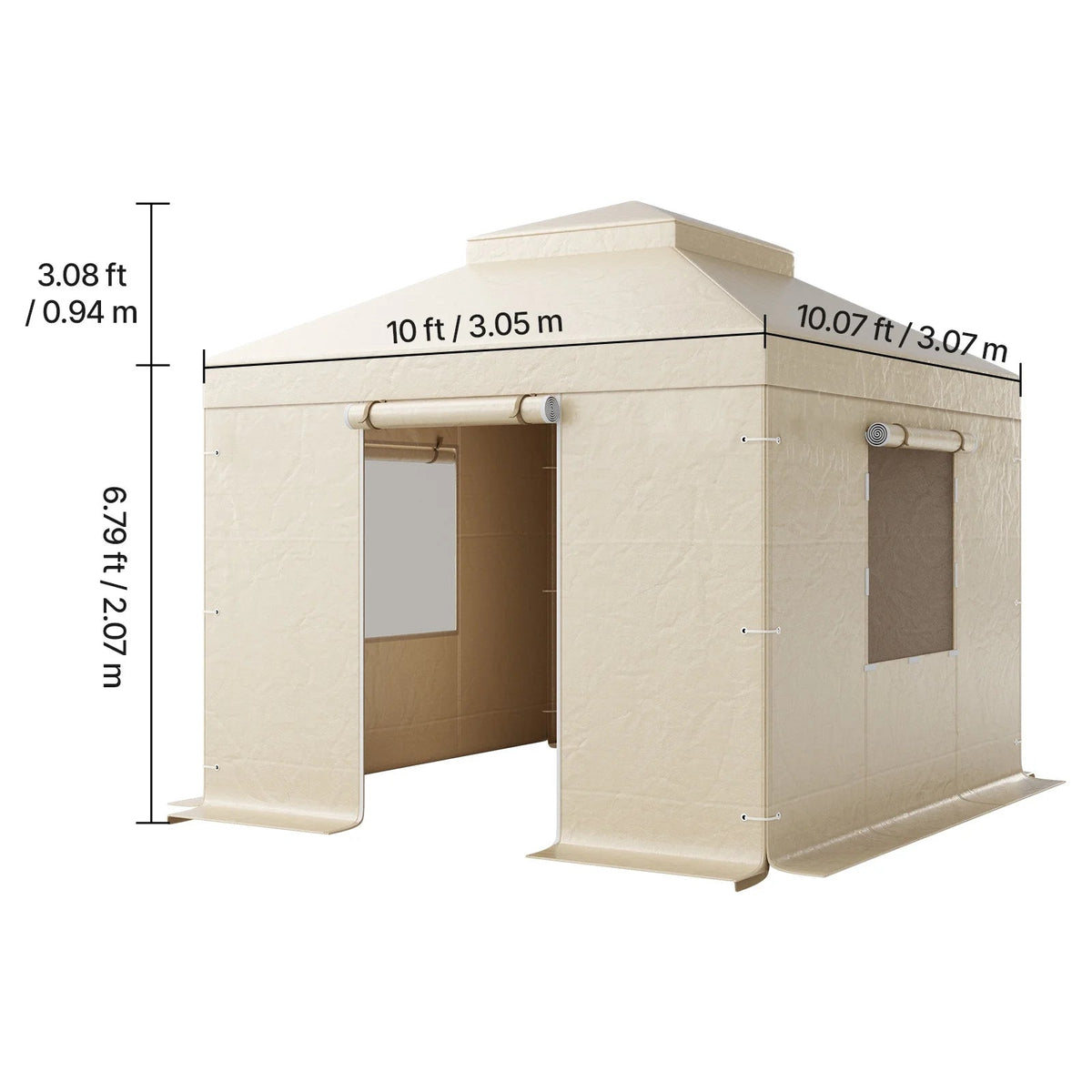 KFFKFF Winter Gazebo Cover for 10 x 10 ft Double-Tiered Gazebos, Beige - LTS-MM180-1010