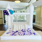 Connsann White Oxford Bounce House With Air Blower And Ball Pit, 13 ft x 8 ft x 8 ft