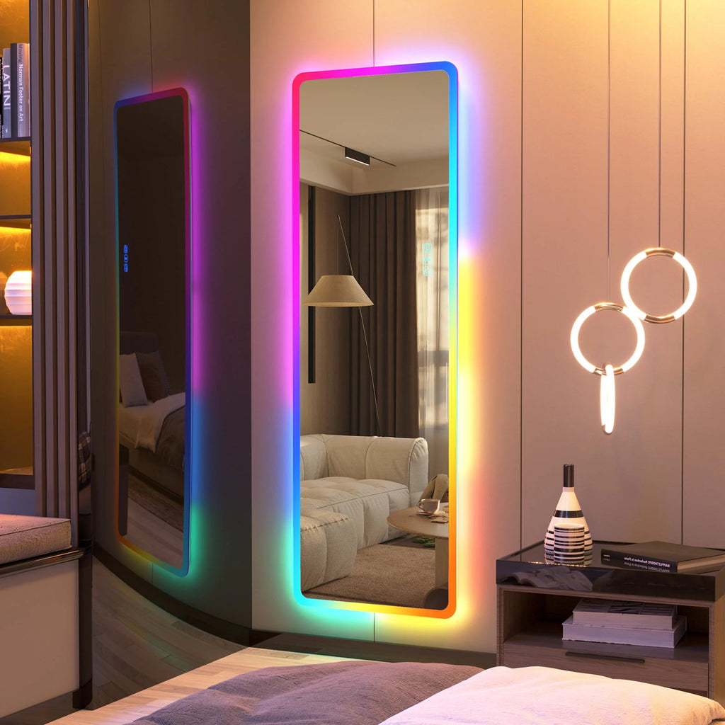 LVSOMT Full Length Mirror With Lights, 47 x 16 in, RGB Color Changing, 14 LED