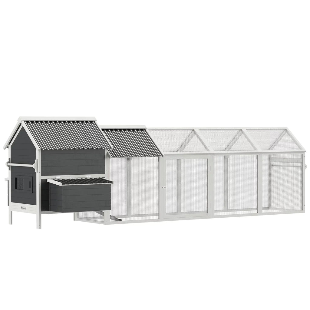 PawHut Large Chicken Coop, 162 in, For 6-8 Chickens, Storm Gray/Crystal White - D51-336V00CG