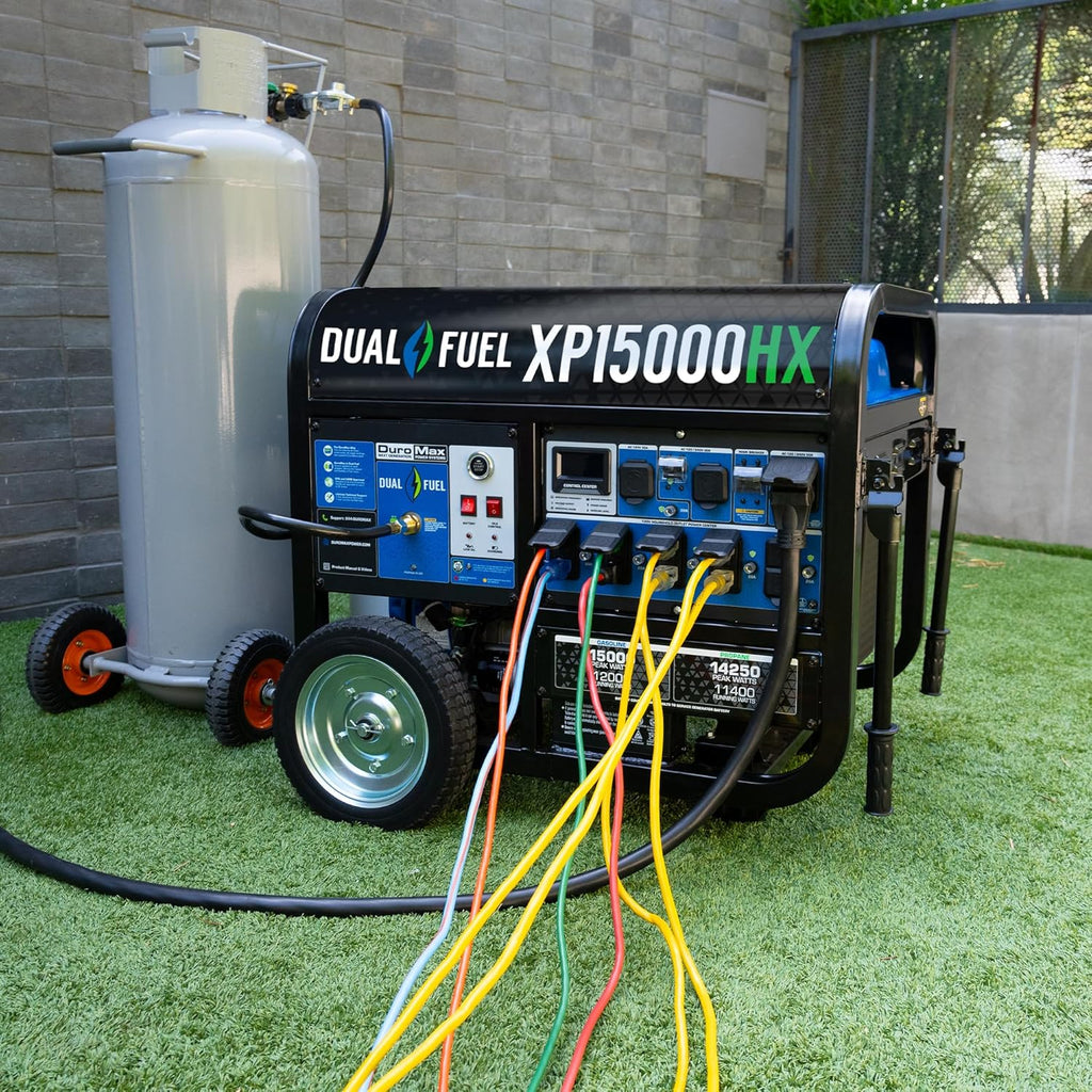 DuroMax Dual Fuel Portable Generator, 15 000-Watt, Gasoline and Propane, Remote Electric Start - XP15000HX