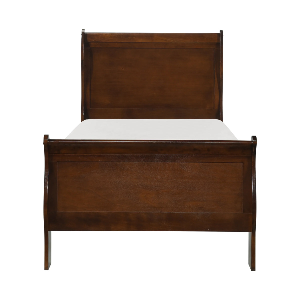 Homiyad Twin Size Sleigh Bed Brown Cherry Finish - Louis Philipe