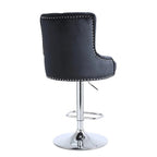 Alexent 2-Piece Swivel Bar Stools, Dark Blue, 43.7-51.6 H, 19.3 W x 18.1 D - Silver Footrest