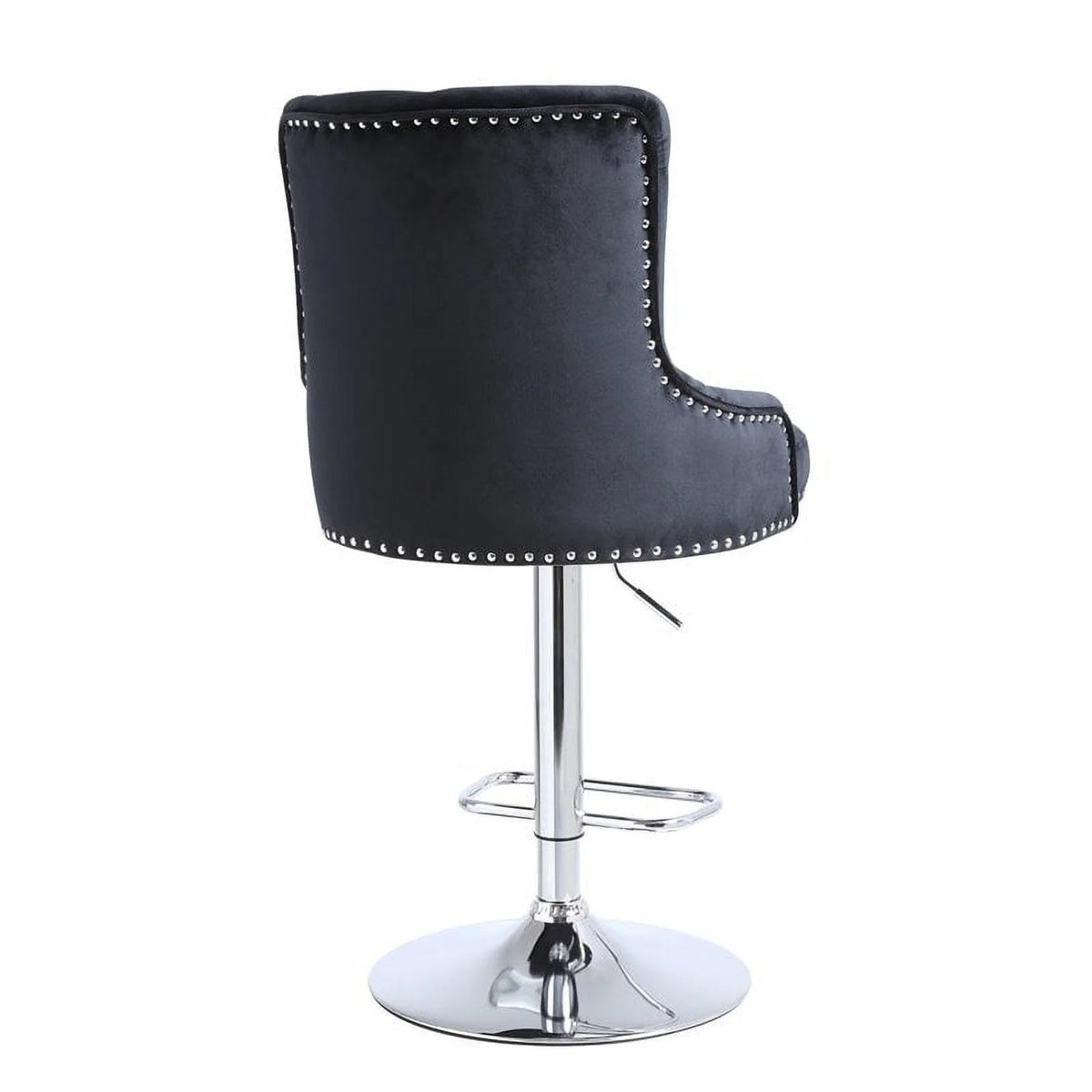 Alexent 2-Piece Swivel Bar Stools, Dark Blue, 43.7-51.6 H, 19.3 W x 18.1 D - Silver Footrest