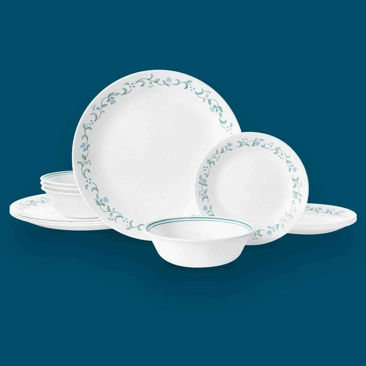 Corelle Country Cottage White And Blue 12 Piece Dinnerware Set