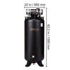 VEVOR 80 Gallon Oil-Free Air Compressor, 6.5 HP, 15.5 SCFM at 90 PSI, 145 PSI - FB3500-10A300-1P