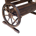 Outsunny Wooden Wagon Wheel Bench, 2-Person, Fir Wood, Carbonized, 41.5in L x 23.25in W x 29.5in H - 84B-183