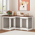 L-Shaped Corner Dog Crate Furniture For 2 Dogs, 58.7 x 41.1