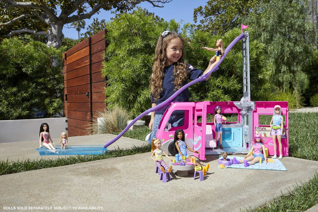 Barbie Dream Camper Van Playset With Pets, Pool, Slide And 60+ Accessories - Ages 3+