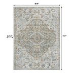 Bohemian Medallion Low-Pile Machine-Washable Area Rug, Cream And Terra