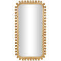 Brown Fir Wood Beaded Frame Wall Mirror 23.50in L x 1.50in W x 45.38in H