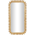 Brown Fir Wood Beaded Frame Wall Mirror 23.50in L x 1.50in W x 45.38in H