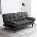 Memory Foam Futon Sofa Bed With Adjustable Armrests And Backrest - Gray