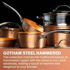 Gotham Steel Hammered 20 Pc Ceramic Nonstick Cookware Set, Copper