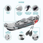 Intex Dakota K2 2-Person Vinyl Inflatable Kayak With Oars And Pump - Open Box
