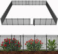 Decorative Metal Garden Fence 92ft L x 40in H, 35 Panels + 5 Gates, Black-Silver