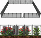 Decorative Metal Garden Fence 92ft L x 40in H, 35 Panels + 5 Gates, Black-Silver