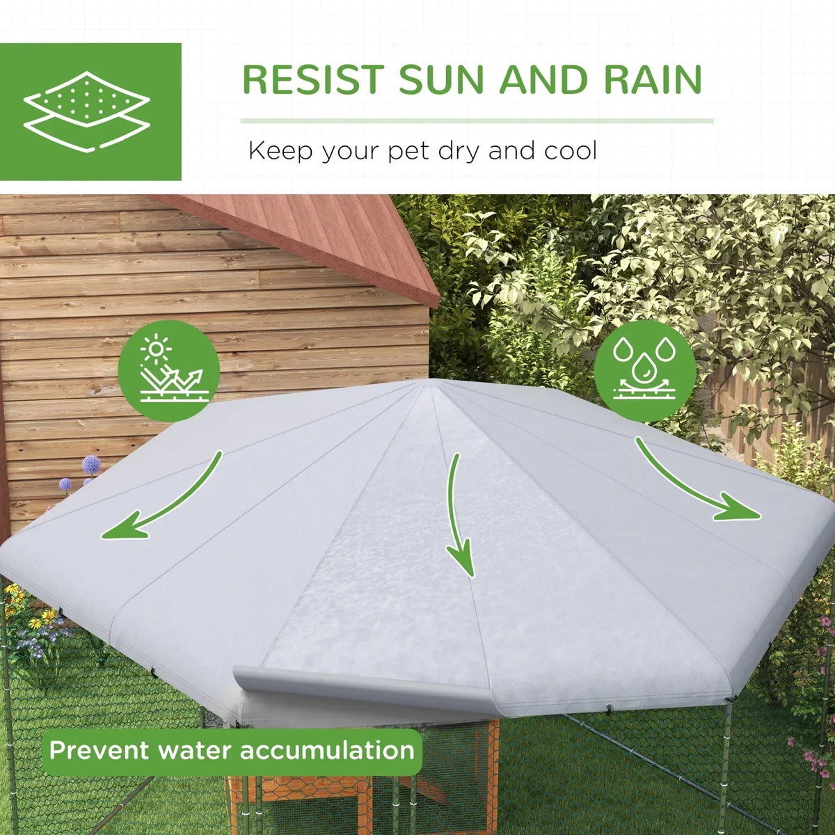 PawHut Large Metal Coop Run With Waterproof Anti-UV Cover, 13 ft x 11.4 ft x 8.6 ft