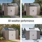Rubbermaid Resin Outdoor Storage Shed With Floor, 7 x 7 Ft, Gray