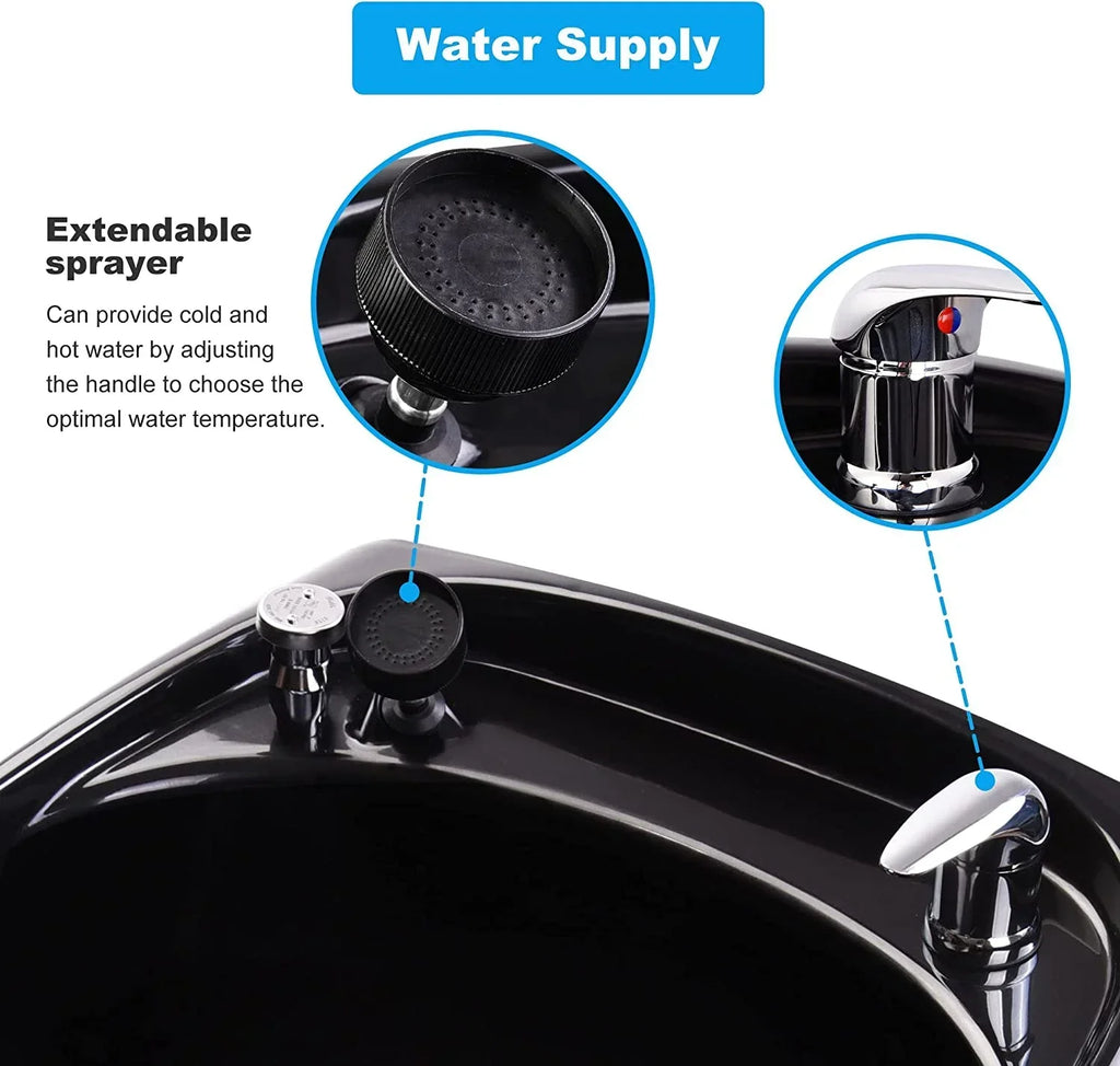 AW Wall-Mounted Shampoo Bowl Kit With Sprayer, Neck Rest And CUPC Vacuum Breaker