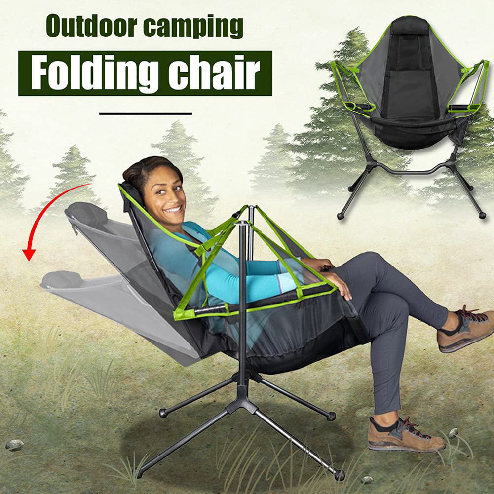 VEANERWOOD Folding Rocking Camping Chair With Pocket, Steel, 330lbs Capacity