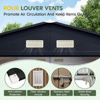 Breezz Outdoor Metal Storage Shed 10 x 12ft Brown - Lockable Doors And Windows