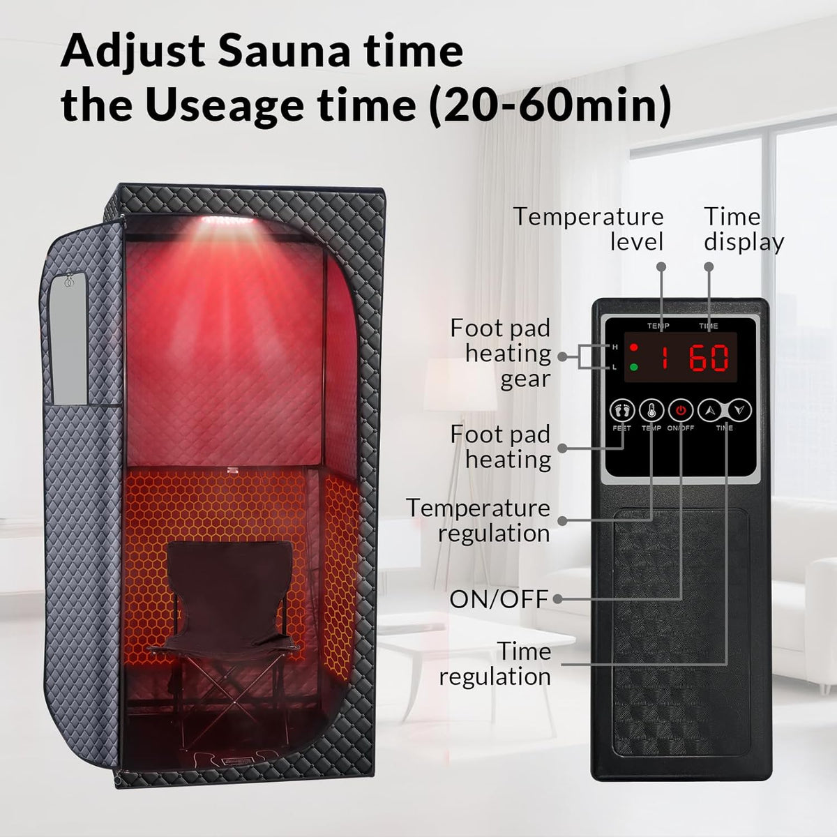 Personal Indoor Infrared Sauna Tent With Red Light Therapy, 9 Levels Up To 140F