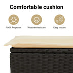 vidaXL Outdoor Poly Rattan Storage Bench With Cushion, Black, 45.3 x 20.1 x 20.5 in