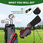 XDriveMax Complete Men's Golf Club Set With Stand Bag and Rain Cover - Left Hand Red