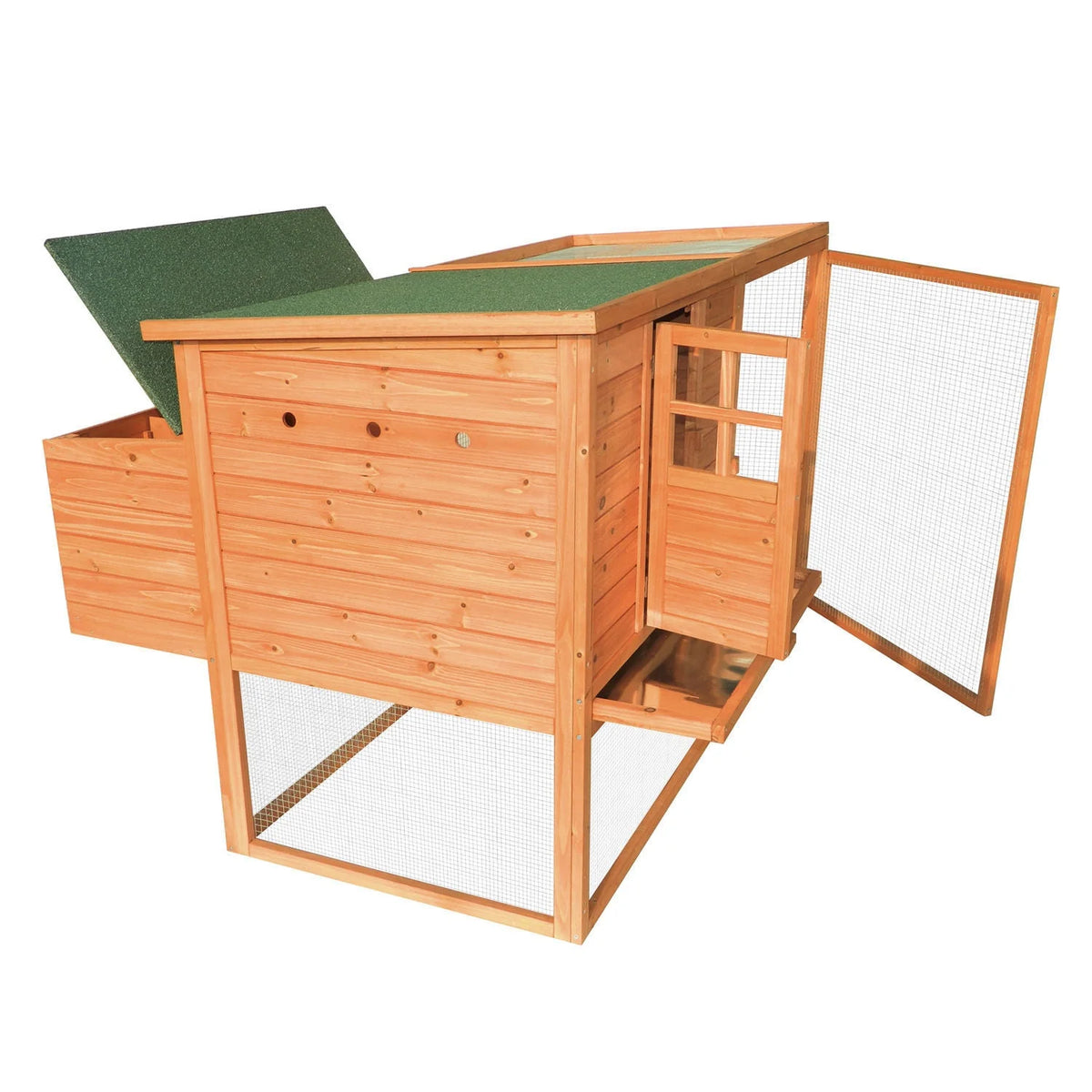 PawHut 64in Large Wooden Chicken Coop Kit With Outdoor Run And Nesting Box