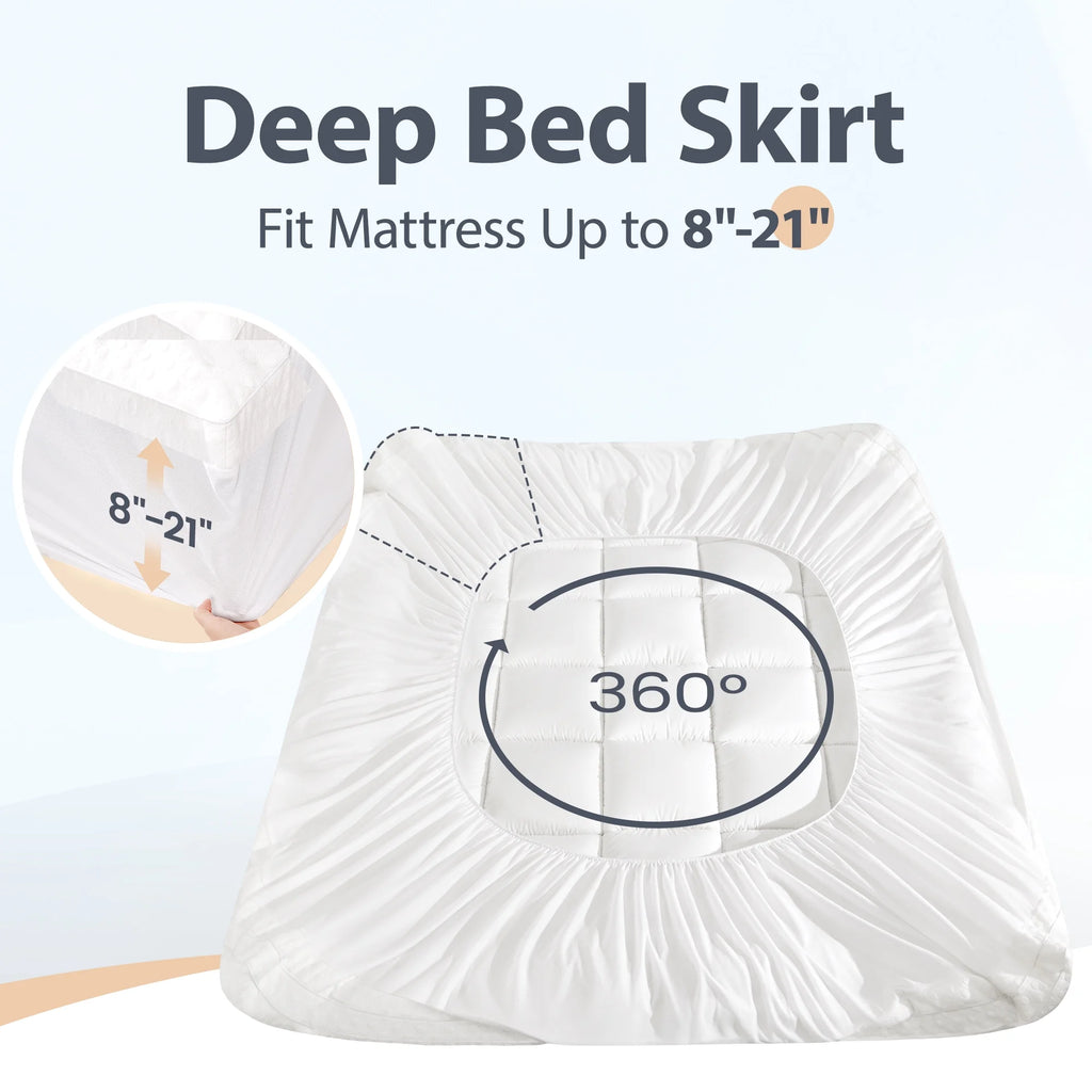 COOLHUT 4-Inch Dual Layer Gel Memory Foam Mattress Topper, King Size, White