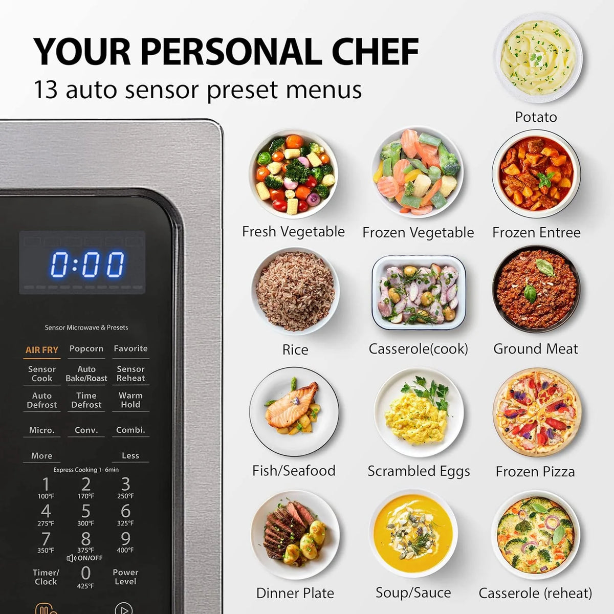 TOSHIBA 4-in-1 Countertop Microwave Oven, 1.5 Cu Ft, 1000W, Silver - ML-EC42P(SS)