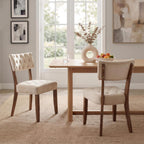 UVV Velvet Upholstered Wooden Dining Chairs, Set Of 4, Beige