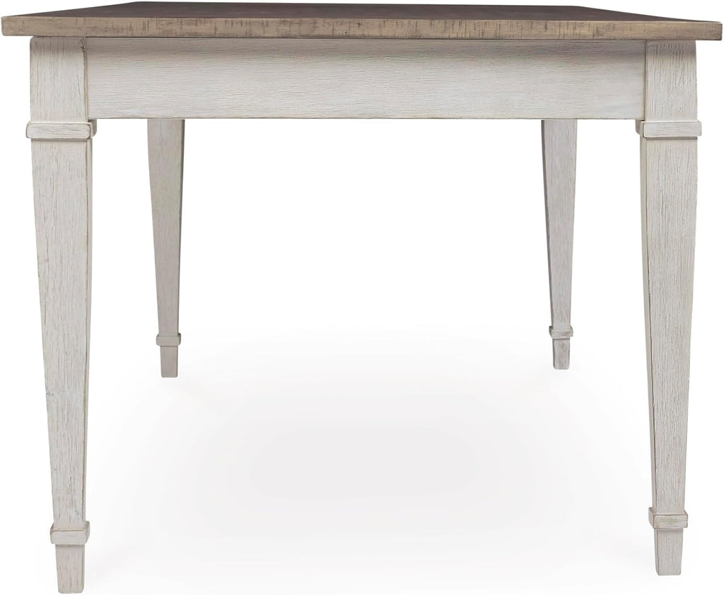 Signature Design by Ashley Rectangular Dining Table With Storage, White & Light Brown, 36in W x 66in D x 30.25in H - Skempton