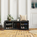 KAMABOKO Outdoor Shoe Storage Cabinet, Black, 2 Doors
