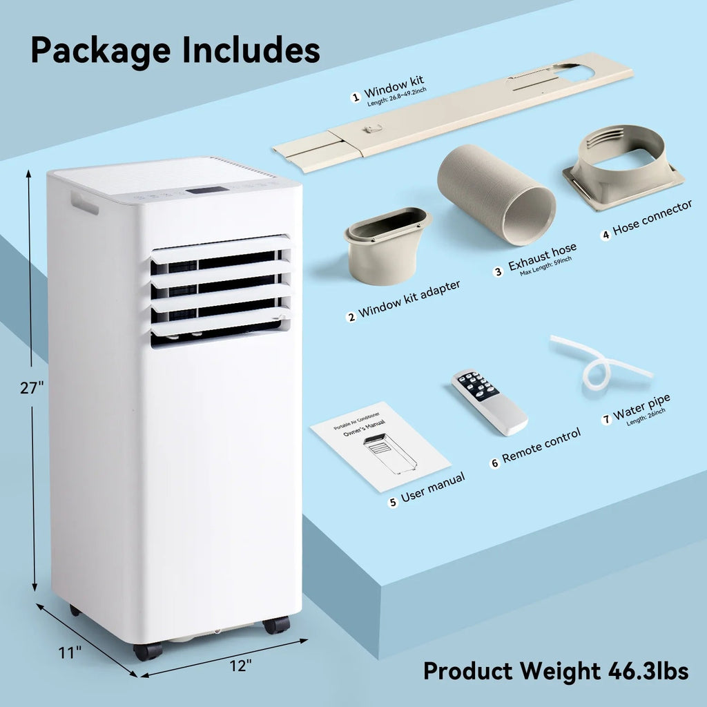 Bapipro Smart Portable Air Conditioner 10,000 BTU, WiFi, Remote, 4-in-1, 300 Sq Ft, 55dB