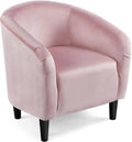 Velvet Accent Barrel Chair With Armrest And Low Back, Pink - 28x26x29in