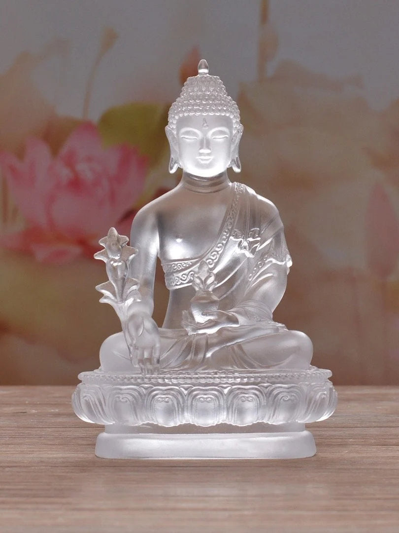 Liu Li Medicine Buddha Crystal Statue Ornament - 4 Inch