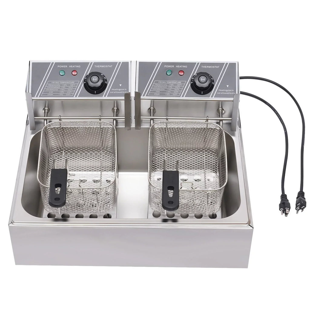 Commercial Electric Deep Fryer, 5000W, 12L Single Tank, Stainless Steel Fry Basket