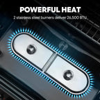 2 Burner Propane Gas Grill, 26,500 BTU, Porcelain-Enamel Body And Lid, 416 Sq. In. - With Warming Rack And Side Tables