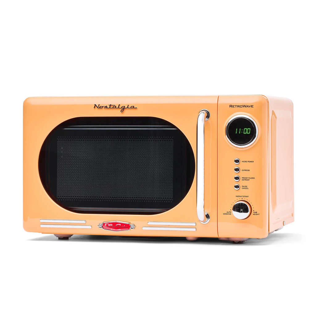Nostalgia Retro Compact Countertop Microwave Oven 0.7 Cu. Ft. 700-Watts Orange