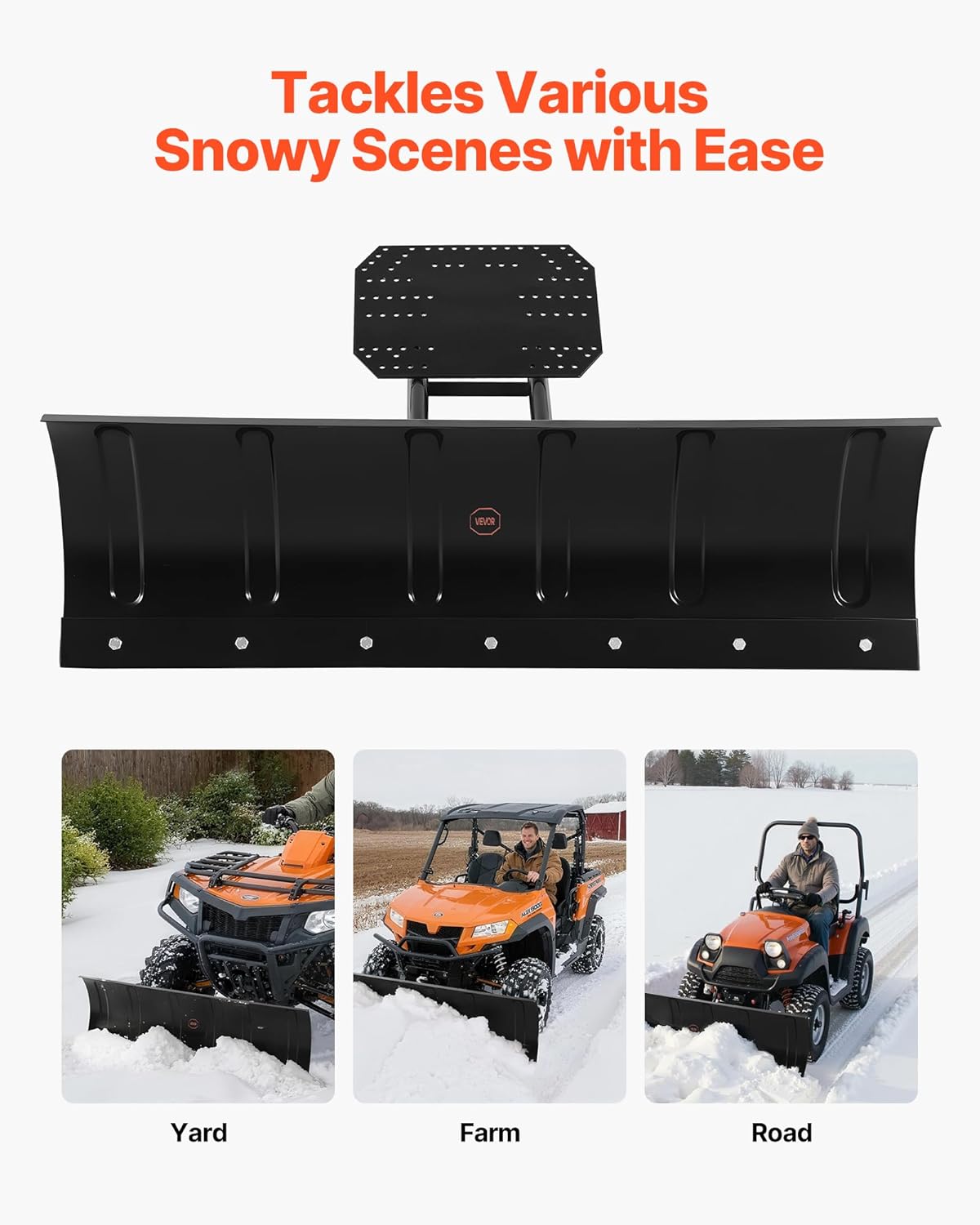 VEVOR Universal Steel ATV/UTV Snow Plow Kit, 48in - 3 Mount Options