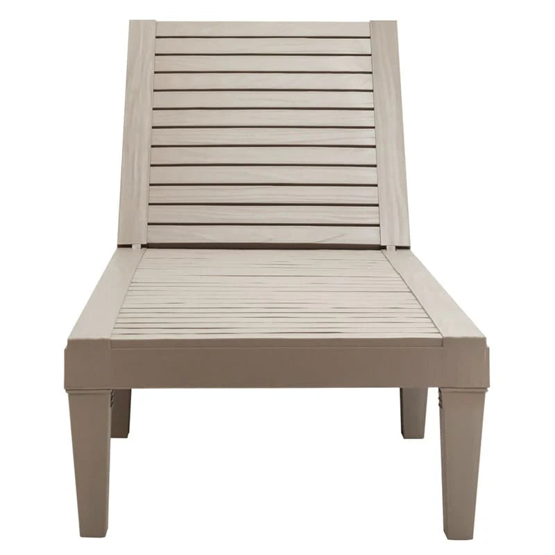 Outdoor Patio Chaise Lounge Chair Recliner - Adjustable 5 Positions, Wood Texture Design