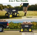 RIDALIYA Garden Dump Cart Utility Wagon, 600 lbs Or 1200 lbs Capacity, 6 Cu Ft Bed, 12.6-inch Pneumatic Tires, 180-Degree Pivot Steering