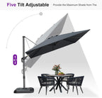 PURPLE LEAF 9 Feet Square Patio Cantilever Umbrella, Light Grey