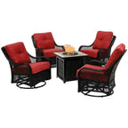 5-Piece Steel Patio Fire Pit Seating Set With Swivel Gliders - Orleans Collection