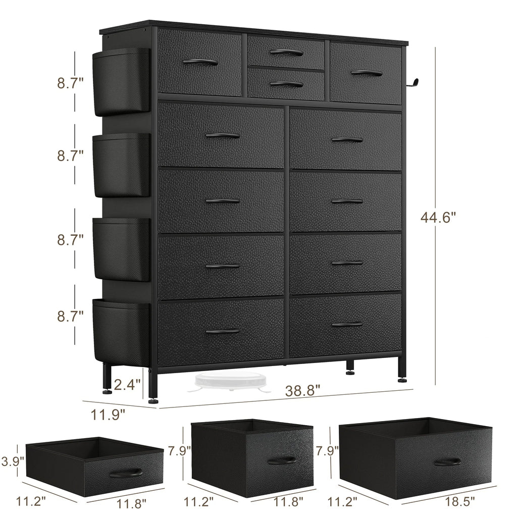 12-Drawer Fabric Dresser With Wood Top And Metal Frame