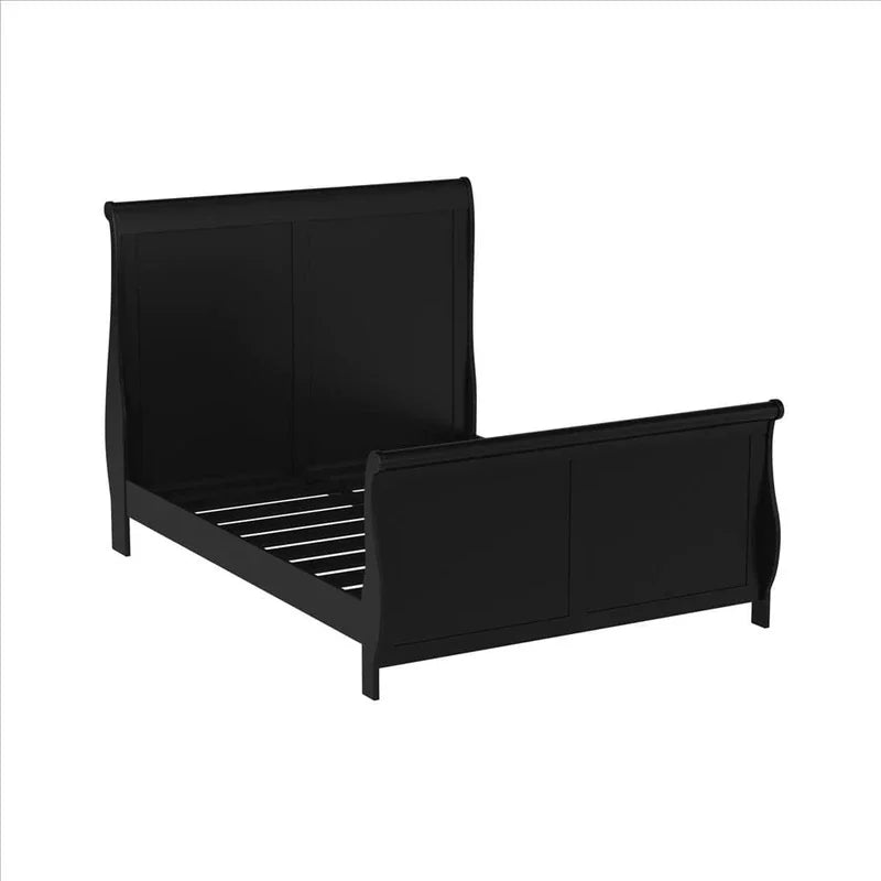 Black Louis Philippe Style California King Sleigh Bed With 2x Nightstands - 3pc Set