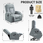 Lazy Boy Power Lift Recliner Chair With Massage, Lumbar Heating, USB Port And Cup Holders - Single Motor
